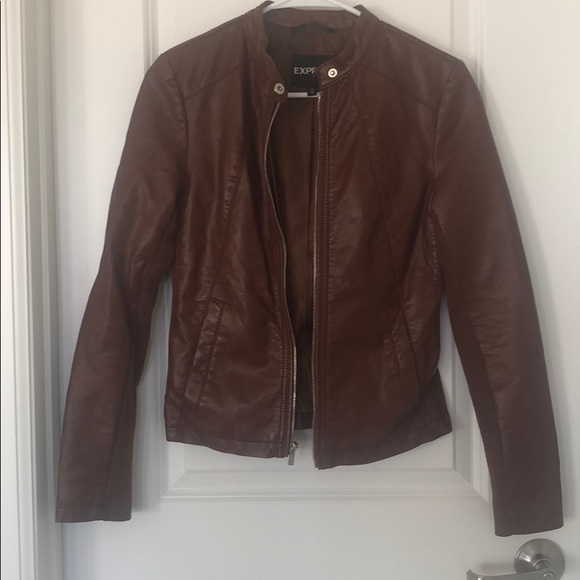 Express Jackets & Blazers - Dark Brown Express Leather Jacket